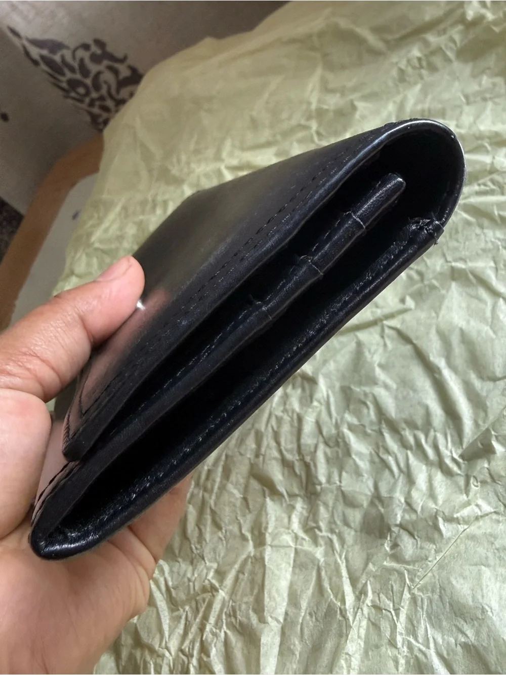 Coach vintage  Black Leather Snap-Button Continental Wallet